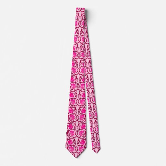 Cravate William Morris Pimpernel, Fuchsia & Pink clair (Devant)