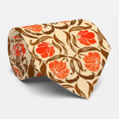 Cravate William Morris Pimpernel, Mandarin Orange & Brown (Roulé)