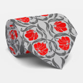Cravate William Morris Pimpernel, Silver Grey et Red (Roulé)