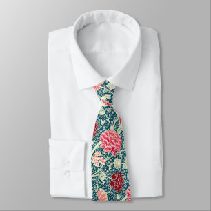 Cravate William Morris Rose Gold Vert Bleu Motif Floral