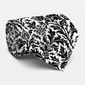 Cravate William Morris Thistle Damask, noir sur blanc (Roulé)