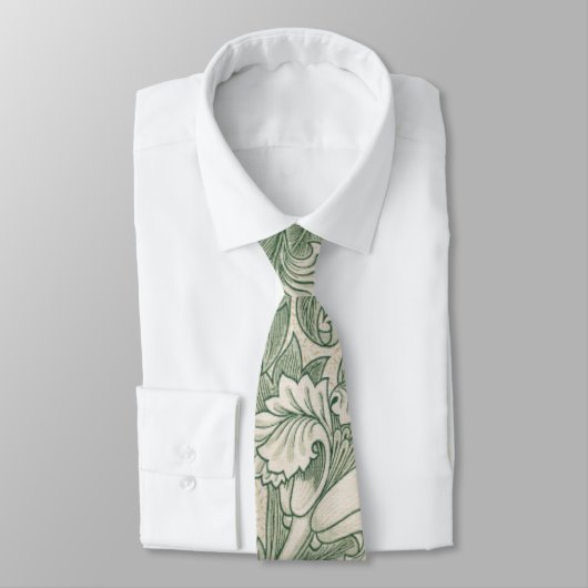 Cravate william morris tulip papier peint textile vert (Attaché)