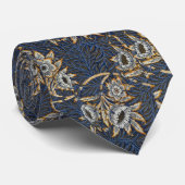 Cravate William Morris Tulip Willow Blue Motif (Roulé)