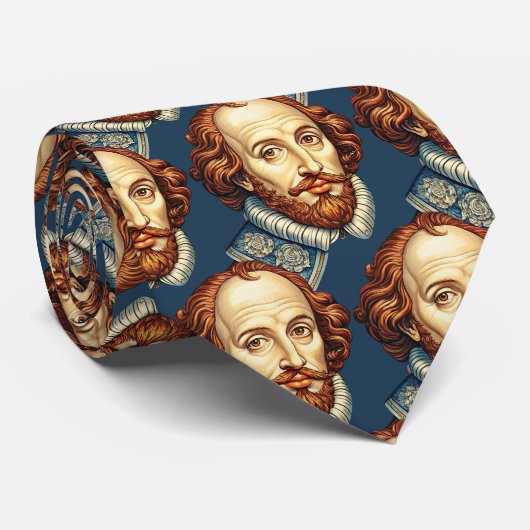 Cravate William Shakespeare portrait illustration Or (Roulé)