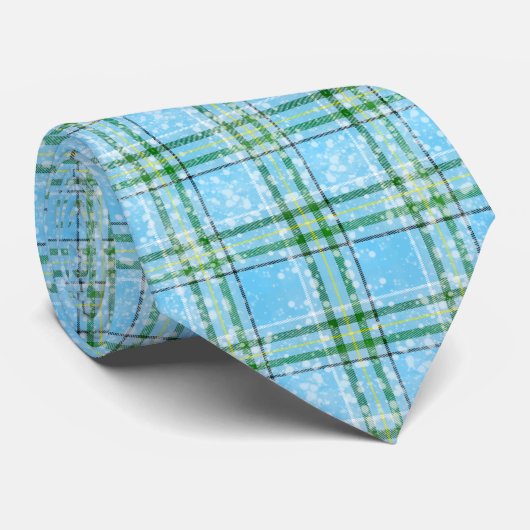Cravate Winter Snow Plaid Tartan Design  (Roulé)