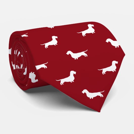 Cravate Wire Haired Dachshund Silhouettes Motif Wieners (Roulé)