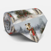 Cravate Wirefox Terrier Chien de Noël de neige (Roulé)