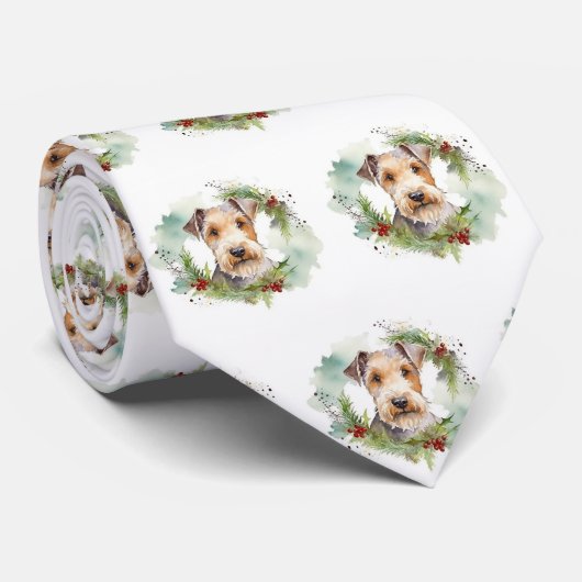 Cravate Wirefox Terrier Festive de Noël Wreath Pup (Roulé)