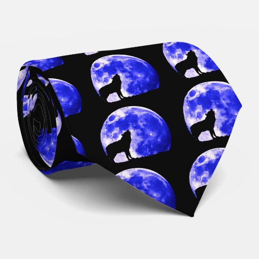 Cravate Wolf Howling à Moon (Roulé)
