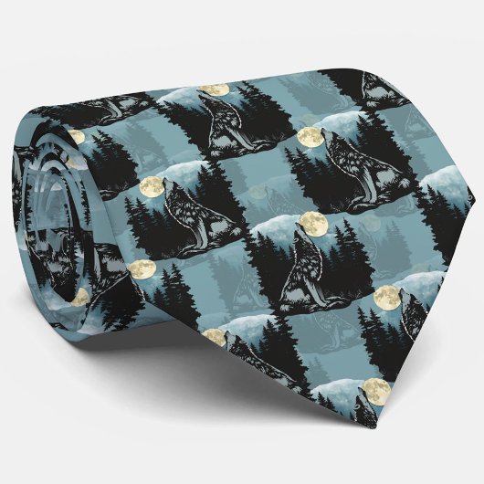 Cravate Wolf Howling À Moon Design Motif