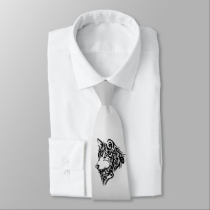 Cravate Wolf tribal noir