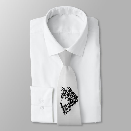 Cravate Wolf tribal noir (Attaché)