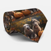 Cravate Wolfhound Chiot Automne Citrouille de plaisir (Roulé)