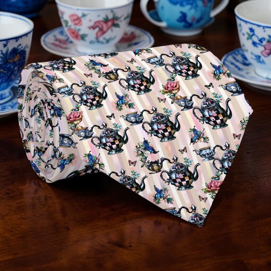 Cravate Wonderland Teapot Pattern Necktie Tie