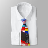 Cravate World Flag Global Glitch Abstract Collage  (Attaché)