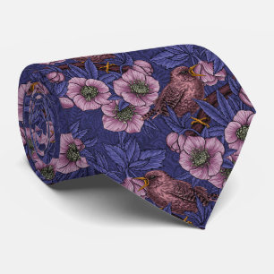 Cravate Wren et hellebore, violet et rose