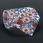 Cravate Wrens en rose<br><div class="desc">motif vectoriel dessiné à la main avec des rires et rose de chien</div>