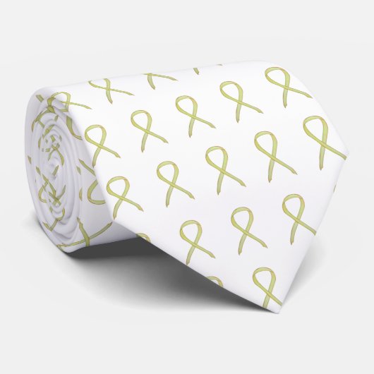Cravate Yellow Awareness Ribbon Customized Art Apparel Tie (Roulé)