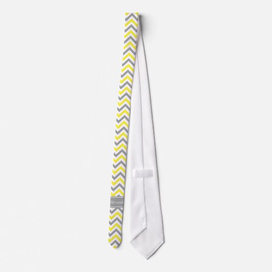 Cravate Yellow Dk Gray White LG Chevron Gray Nom Monogram (Dos)