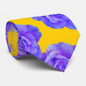 Cravate Yellow Navy Blue Floral Rose Classy Gift Favor (Roulé)