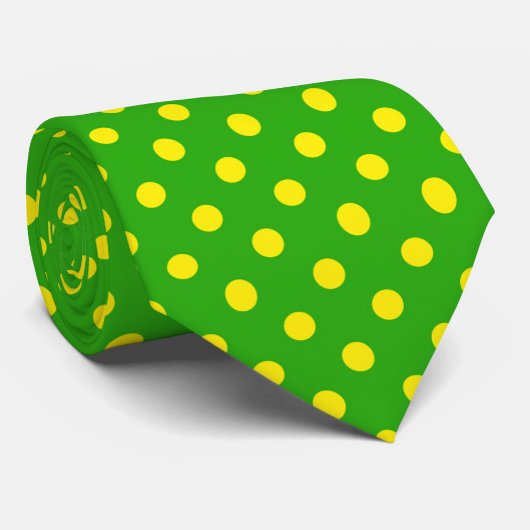 Cravate Yellow On Green Polka Dots Pattern Design 