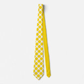 Cravate Yellow Polka Dots on White Custom Necktie (Devant)