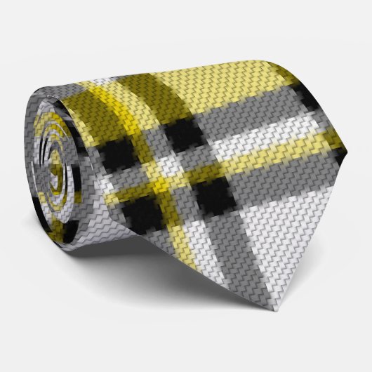Cravate Yellow White and Black Plaid Tie (Roulé)