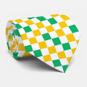 Cravate Yellow White Green Checkered Design  (Roulé)
