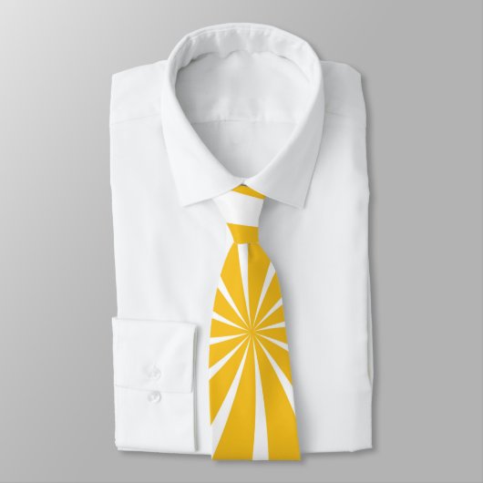 Cravate Yellow & White Sunray Pattern Neck Tie (Attaché)