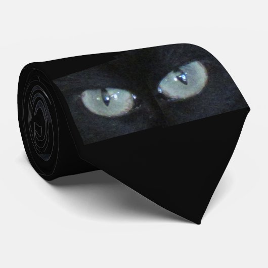 Cravate - Yeux de chat verts multiples (Roulé)