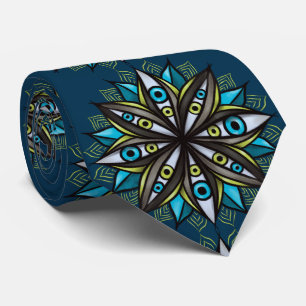 Cravate Yeux Étranges Avec Double Fleur Iris Mandala