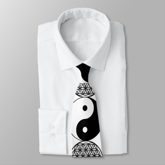 Cravate Yin Yang - fleur de vie (Attaché)