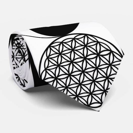 Cravate Yin Yang - fleur de vie (Roulé)