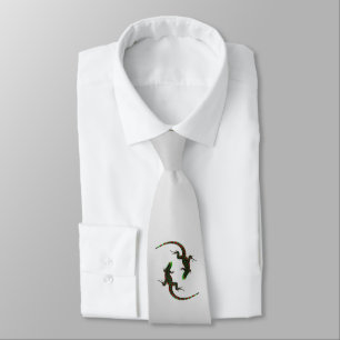 Cravate Yin Yang Lizards Silver