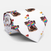 Cravate Yorkie Chien avec Coeurs Saint-Valentin (Roulé)