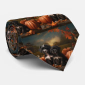 Cravate Yorkipoo Chiot Automne Citrouille délice (Roulé)