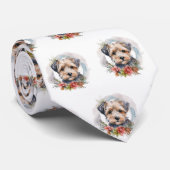 Cravate Yorkipoo Noël Wreath Festive Pup (Roulé)