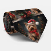 Cravate Yorkshire Terrier Dog dans la neige Noël (Roulé)
