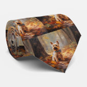 Cravate Yorkshire Terrier en automne Leaves automne Inspir (Roulé)