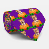 Cravate Yorkshire Terrier Halloween Jack-O-Lantern (Roulé)