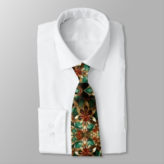 Cravate Yuletide Opulence : Threads dorés de Noël (Attaché)