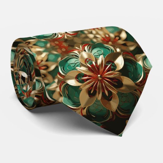 Cravate Yuletide Opulence : Threads dorés de Noël (Roulé)