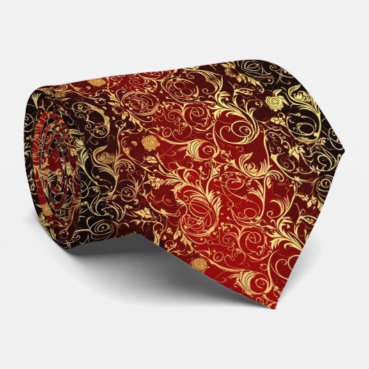 Cravate Yuletide Opulence : Threads dorés de Noël (Roulé)