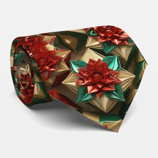 Cravate Yuletide Opulence : Threads dorés de Noël (Roulé)