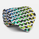 Cravate Zebra Chevron noir et arc-en-ciel (Roulé)