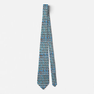 Cravate Zebra Chevron noir et bleu