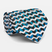 Cravate Zebra Chevron noir et bleu (Roulé)
