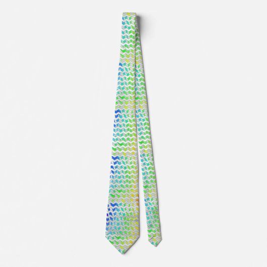 Cravate Zebra Chevron Rainbow et White Print (Devant)