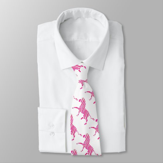 Cravate Zebra Hot Pink and White Silhouette (Attaché)