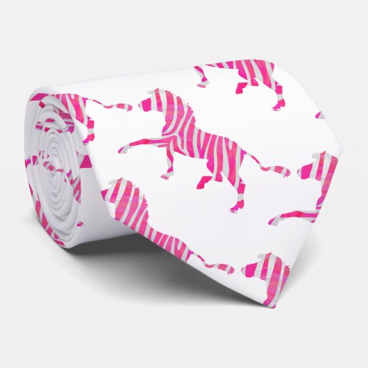 Cravate Zebra Hot Pink and White Silhouette (Roulé)